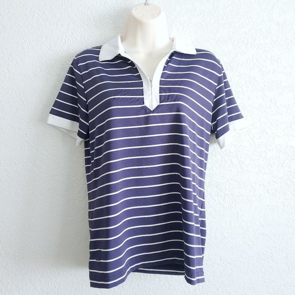 Kate Lord Tops - Kate Lord Performance Purple Striped Golf Shirt MEDIUM Breathable Short Sleeve